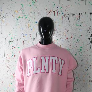 PLNTY PINK <b>Mock</b> <b>Neck</b> Sweatshirt 100% WHITE Applique Embroidery wide <b>neck</b> Sweatshirt Finer Threads - Product Image 2