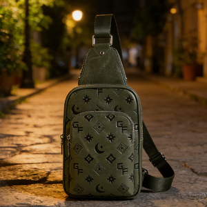Men's Trendy Chest <b>Bag</b> Casual Crossbody Fashion Shoulder <b>Bag</b> Waterproof Durable, Zipper PU Leather <b>Summer</b> Daily Use - Product Image 2