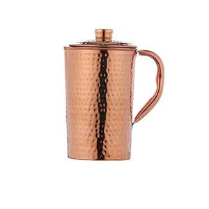 Pichet en cuivre pur avec couvercle, grande taille, artisanal, martelé, capacité 70 oz/2000 ml, 100 % cuivre pur - Product Image 4