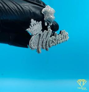 <b>Custom</b> Crown Logo <b>Name</b> Pendant Iced Out <b>Necklace</b> 925 Silver Moissanite GIA Gold Plated Hip Hop Jewelry Gift - Product Image 2