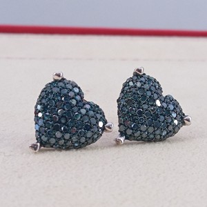 1.38 Cttw Blue Diamond Stud Earrings 925 Sterling Silver, Round Cut Color-Enhanced Natural Diamond Earrings for Women, Push Back - Product Image 1