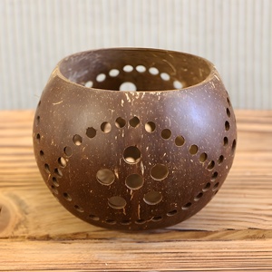 Lowest price coconut shell tea light candle <b>holders</b> dot hole <b>tealight</b> <b>holder</b> stands made in Vietnam - Product Image 4