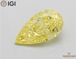 Diamant de laboratoire CVD en forme de poire, clarté VS2, couleur jaune vif fantaisie, 1,00 CARAT avec certificat IGI pour alliance - Product Image 1