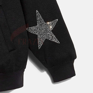 Professional Rhinestone Zipper Hoodies Soft Cotton Full Zip Fashion Clothing Wholesale OEM Supplier - Product Image 5