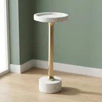 Socle en marbre blanc avec finition laiton, support de présentation, base ronde, centre de table pour la décoration intérieure