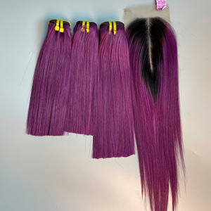 Cheveux vietnamiens raides de luxe de haute qualité en gros prix d'usine cheveux pour femmes tendance cheveux de couleur violette - Product Image 3