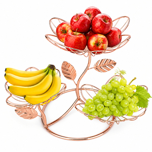 Factory Suppliers 2 Tier Fruit <b>Basket</b> Metal Wire Fruit <b>Basket</b> Holder for Kitchen Countertop <b>Storage</b> <b>Basket</b> and Home Decoration - Product Image 4
