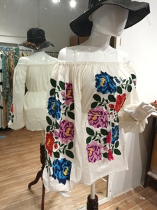 Boho Floral Embroidery Cotton Midi <b>Dress</b> With Lantern Sleeve <b>Loose</b> Fit O-Neck Summer Casual Tunic Women's <b>Dress</b> - Product Image 4
