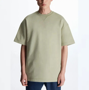 T-shirt en coton tricoté 100% uni, coupe ample et épaules tombantes, style moderne et décontracté, pour hommes et femmes, dernière tendance de la mode - Product Image 4