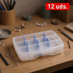 Scatola portaoggetti in plastica trasparente con 12 scomparti per piccoli oggetti, utensili, gioielli, contenitore per organizzare oggetti - Product Image 3