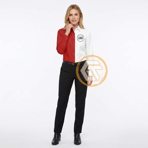Chemise boutonnée DELTA pour femme, blanche, unie, décontractée, écologique, 100% coton respirant, 340g, col rabattu, manches raglan - Product Image 4