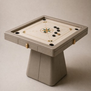 Elysian Square Carrom <b>Table</b> – Modern Square Board with Sturdy Pedestal Base for Home & Club Play - Product Image 4