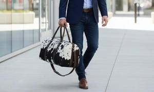 Bolsa de Viaje de Cuero Genuino de Alta Capacidad con Cierre de Cremallera y Pelo de Vaca, Modelo LHODB-0103 - Product Image 2