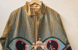 Veste bomber brodée en velours Kantha floral artisanal de qualité supérieure, respirante et écologique pour femmes, vêtements d'hiver - Product Image 3