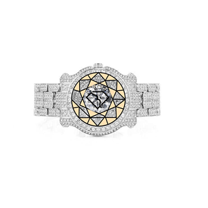 Reloj de Lujo con Incrustaciones de Moissanita, Estilo Hip Hop, de Cuarzo, Acero Inoxidable, para Hombre, con Fecha Automática, Personalizable, 46 mm - Product Image 4