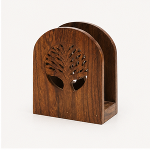 Handcrafted Sheesham Wood Tree Of Life Napkin <b>Holder</b> Rustic Decorative Vertical <b>Tissue</b> Stand For Dining Table <b>Kitchen</b> Decoration - Product Image 3