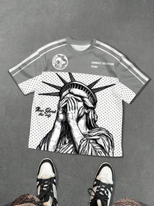 T-shirts amples pour hommes en coton épais de haute qualité, col rond, personnalisables, vente en gros, tailles plus, OEM - Product Image 4