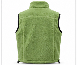 Chaleco de Forro Polar Verde para Hombre, Cuello Alto, Cierre Completo, Cortavientos, Informal, Largo Regular, Color Sólido, OEM - Product Image 2