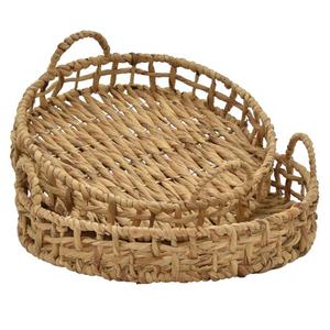 Vintage En Rotin De Bambou Plateau En Osier Artisanat Buffet Du Vietnam - Product Image 4