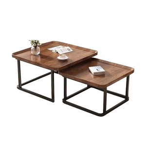 Modern Wood <b>Coffee</b> <b>Table</b> <b>Set</b> <b>Nesting</b> Metal Frame Living Room Furniture - Product Image 3