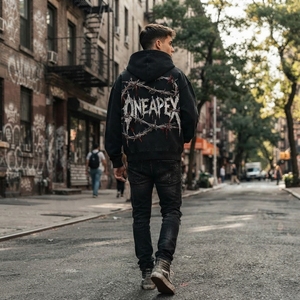 Men's <b>Black</b> Washed Hoodie Oversized Streetwear <b>Sweatshirt</b> Cotton Pullover Custom Embroidery Hoodie Wholesale Supplier - Product Image 5