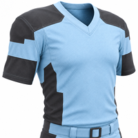 Ensemble d'uniformes de football américain bleu glace et anthracite à 12 panneaux avec rembourrage et panneaux échelonnés
