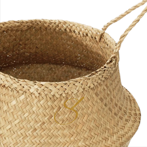 Grand panier de rangement en jonc de mer tressé à la main avec couvercle, style vietnamien naturel, grande taille - Product Image 4