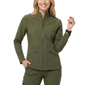 High Exposure Wholesale <b>Scrub</b> Jacket Regular Fit Stand Collar Zip Pockets Performance Nursing Uniforms Custom Made <b>Scrub</b> Jackets - Product Image 1