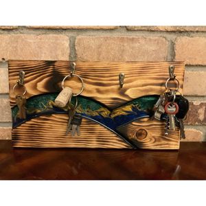 Contemporary Wooden Wall <b>Hook</b> Rack Resin Craft Modern Entryway Organizer Decorative Hallway Storage 4-<b>Hook</b> Cute Design Clothing - Product Image 5