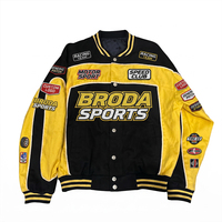 Veste de course automobile personnalisée haut de gamme entièrement brodée pour homme, en coton, style bomber pour moto, service OEM ODM haut de gamme