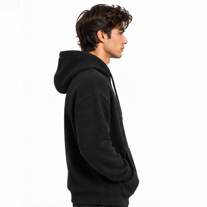 <b>Mens</b> Waffle Knit Hoodie <b>Thermal</b> Long Sleeve Casual Pullover Sports Streetwear Winter Custom Hooded Sweatshirt Wholesale Apparel - Product Image 2