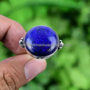 Meilleure vente bague en argent sterling 925 haute qualité Boho Designer déclaration promesse cadeau de mariage belle bague Lapis Lazuli - Product Image 5