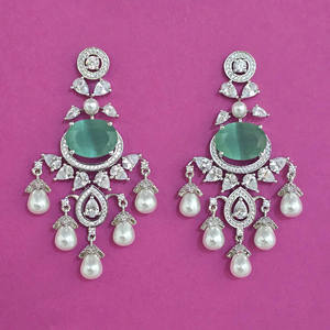 Pendientes de Moda con Circonitas Americanas Hechas a Mano, Calidad de Exportación, con Baño de Rodio, Estilo Clásico, 444104 - Product Image 4