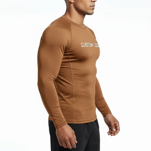 เสื้อกีฬาผู้ชายแขนยาวแบบรัดรูป แห้งเร็ว สำหรับออกกำลังกาย ขายส่ง - Product Image 3