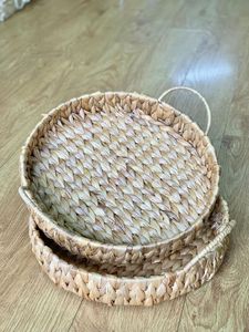 Hot Selling Round/Rectangle Water hyacinth <b>basket</b> <b>with</b> <b>lid</b> Eco-Friendly Multifunction Picnic Flower Storage <b>Baskets</b> for sale - Product Image 2