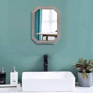 Espejo de Pared de Madera Rústico Marrón, Espejos Decorativos Geométricos para Sala de Estar, Dormitorio, Entrada - Product Image 2