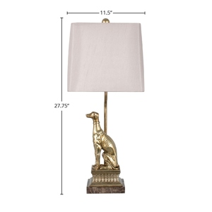 Modern Luxury Gold Greyhound Dog Sculpture <b>Table</b> Lamp Cream Fabric Shade Animal Art Deco <b>Bedside</b> Living Room Home Decor Light - Product Image 4