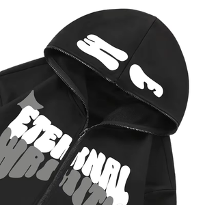 Ensemble sweat à capuche et jogging en coton épais avec imprimé en relief – Vente en gros - Product Image 3