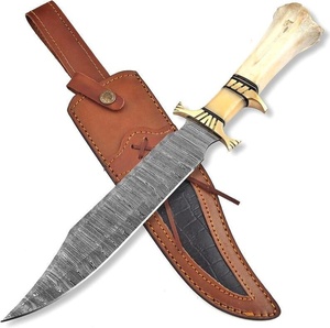 Handmade Custom Fixed Blade Bushcraft Bowie <b>Knife</b> with <b>Bone</b> and Brass Cross Guard <b>Handle</b> Hunting <b>Knives</b> Wholesale A&M ENTERPRISE - Product Image 1