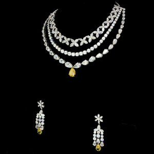 96ct EF VVS-VS Lab-Grown Brilliant Diamond 14KT White Gold IGI Certified <b>Necklace</b> Earring Set Elegant Fine Jewelry <b>Statement</b> - Product Image 2