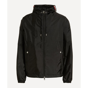 Men's Black Hooded Windbreaker <b>Jacket</b> Lightweight Water Resistant Rain Coat Zipper Up Casual Sporty Outerwear with Adjustable - Product Image 1