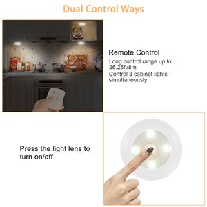3 Pack LED Closet Puck <b>Lights</b> 26FT Remote Control <b>Timer</b> Dimmable Battery Operated Stick Tap Wireless Cabinet <b>Lights</b> C - Product Image 3