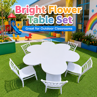 Ensemble table et chaises pour enfants en bois massif, forme de fleur, pour intérieur/extérieur, location pour fêtes et aires de jeux