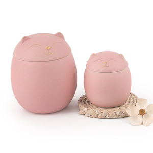 Pink Ceramic <b>Cat</b> Shaped Pet <b>Urn</b> Airtight Memorial Keepsake for <b>Cats</b> Modern Design - Product Image 1