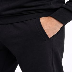 Ensemble de survêtement sportif d'hiver pour homme, couleur unie noire, coupe ajustée, léger, 100% polyester, fermeture à cordon pour le jogging et l'entraînement - Product Image 5