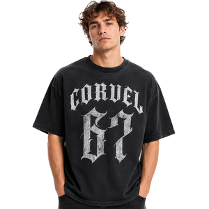 Camisetas OEM de algodón 100% prémium para hombre, de 300 GSM, con efecto lavado, estampado desgastado personalizado, corte holgado, estilo urbano moderno, al por mayor. - Product Image 1