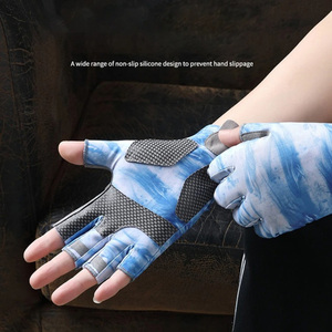 Gants de pêche demi-doigts antidérapants avec paume en silicone, protection solaire, respirants, extensibles, pour sports de plein air, vente en gros - Product Image 4