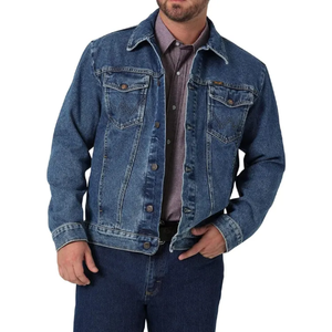 เสื้อแจ็คเก็ตยีนส์ผู้ชายสไตล์วินเทจ แจ็คเก็ตยีนส์สีพื้นลำลอง เสื้อโค้ทยีนส์สำหรับฤดูใบไม้ร่วงและฤดูหนาว - Product Image 1