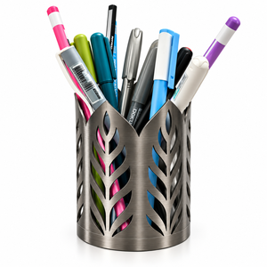 Premium Leaf Stainless Steel Pen Holder with <b>Mirror</b> Polished Rose Gold Brass Gold and <b>Black</b> Nickel at Reasonable Price - Product Image 1