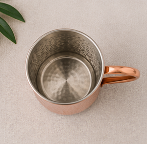 <b>Copper</b> <b>Mug</b> With Hammered Finish Handle Minimalist Home Drinkware Eco Friendly Insulated Cocktail Cup with Solid <b>Copper</b> Handle - Product Image 6